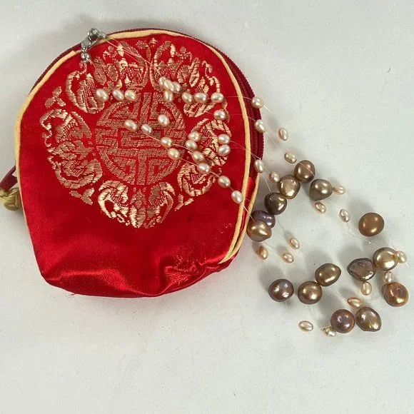 Freshwater Pearl 3 Strands Illusion Necklace 15" - Picture 4 of 4